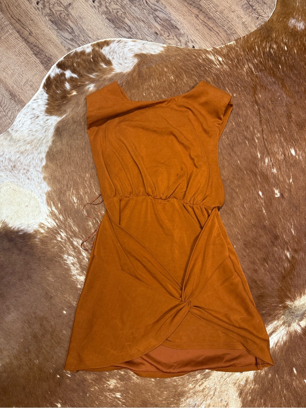 Free People Rust Knot-Front Mini Dress